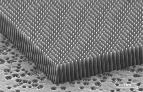 Array of diamond/silicon dioxide nanorods.