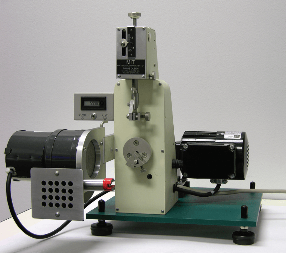 Model 1 Folding Endurance Tester for paper with optional exhaust fan for testing in accordance with ASTM D2176 and TAPPI T 511